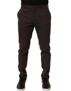 Brown Cotton Skinny Leg Dress Trouser Pants