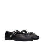 Black Leather Ballet Flats