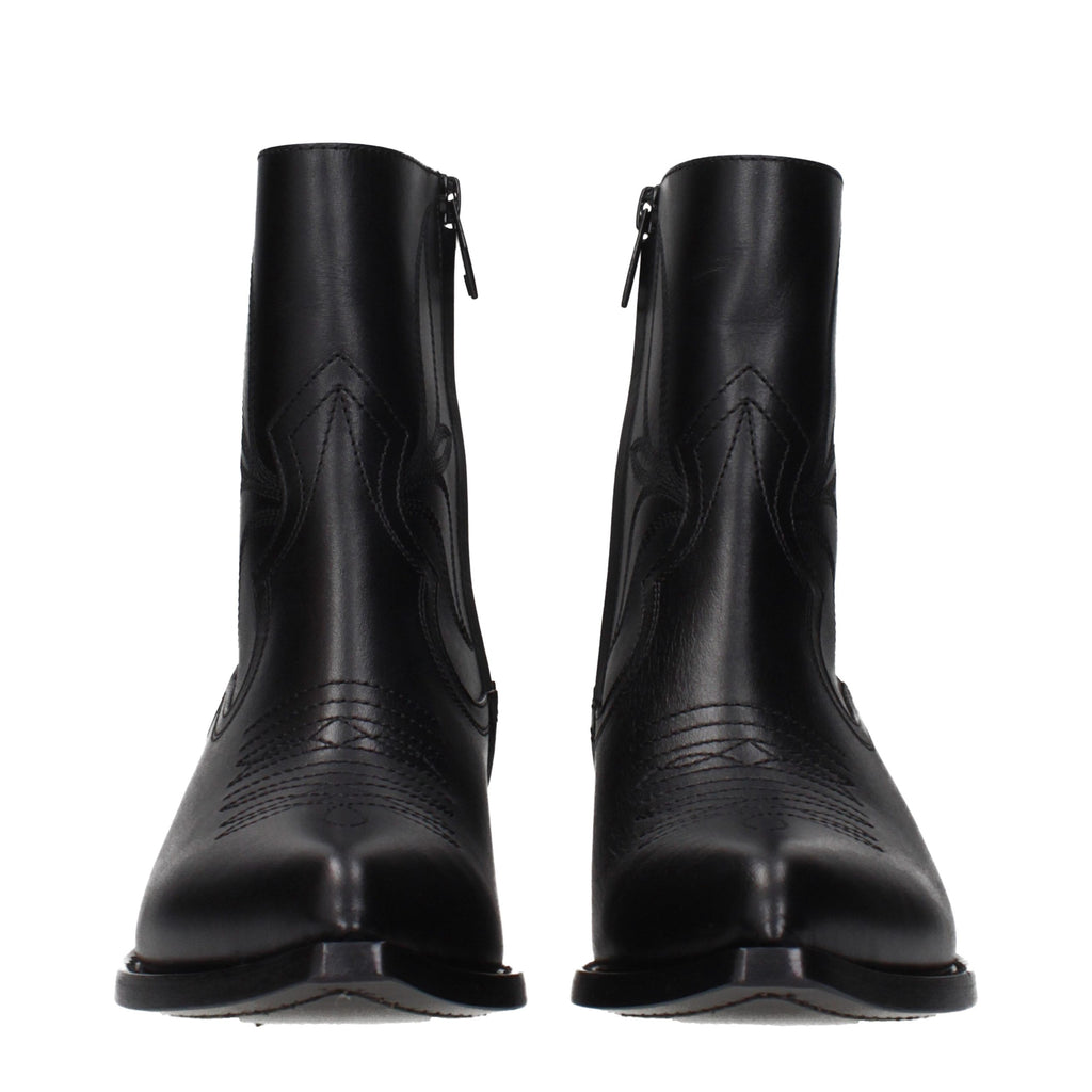 Black Leather Ankle Boots