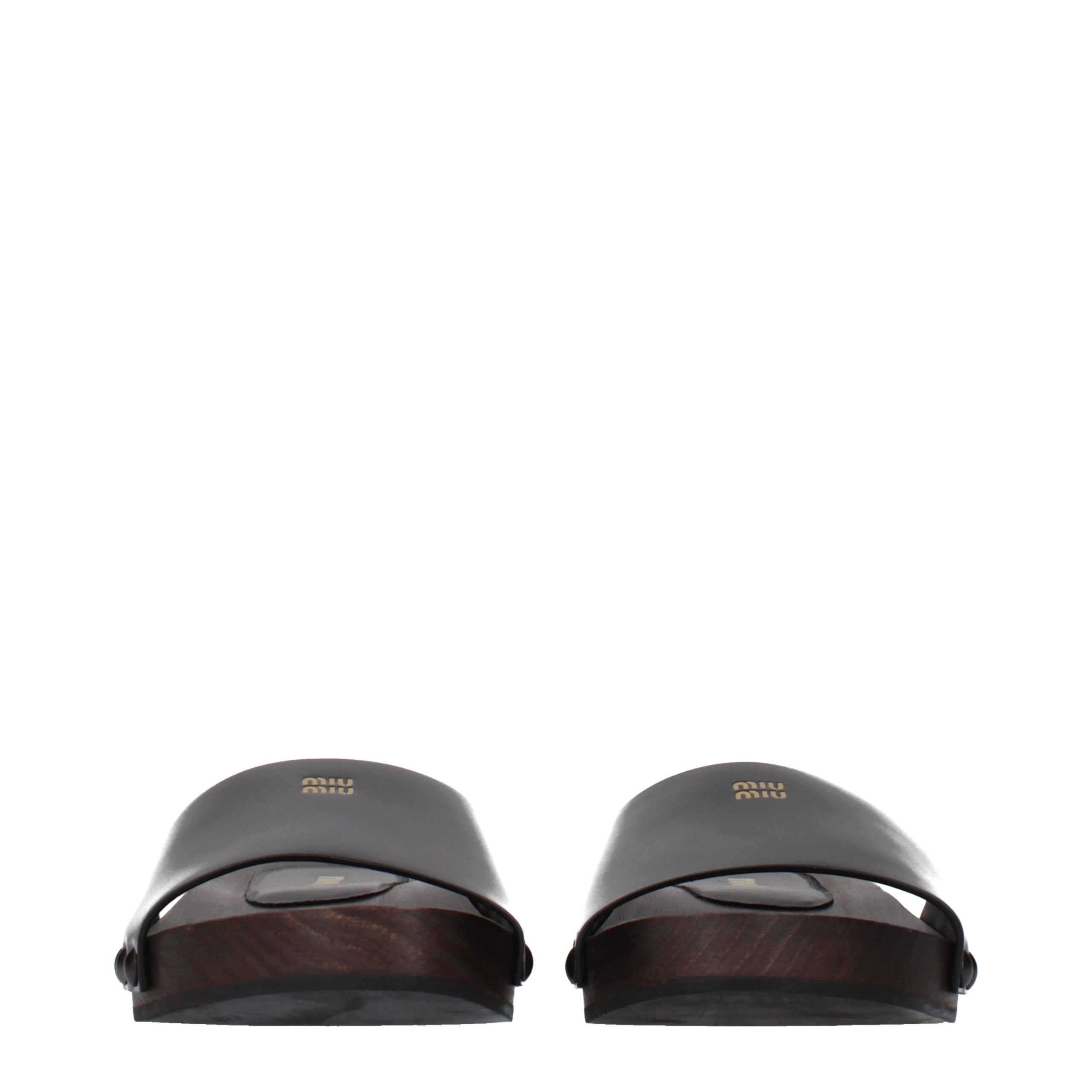 Black Leather Slippers