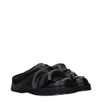 Black Leather Slippers