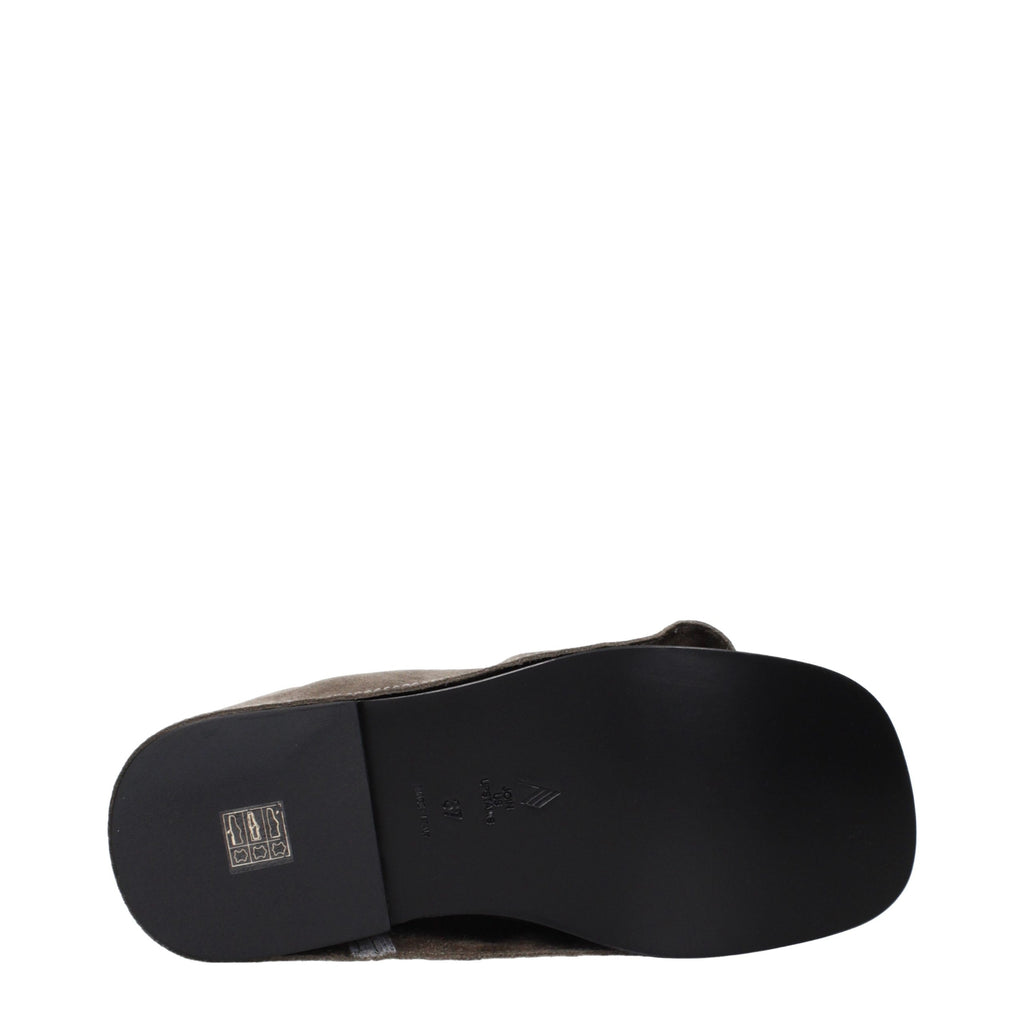 Gray Leather Slippers