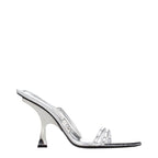 Gray Leather Stiletto Heel Sandals