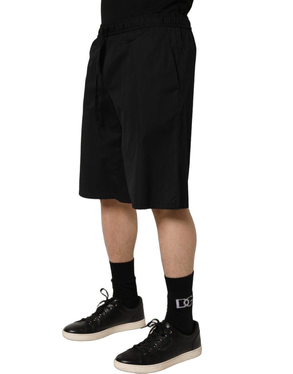Black Cotton Sweatshorts Men Bermuda Shorts