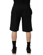Black Cotton Sweatshorts Men Bermuda Shorts