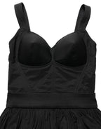 Black Nylon A-Line Sleeveless Mini Dress
