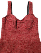 Multicolor Tweed Belted Babydoll Mini Dress