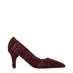Red Fabric Mid Heel Pumps