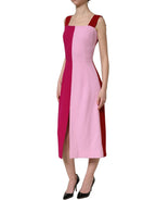Two Tone Pink Wool Sleeveless Midi Dress