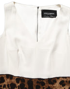 White Leopard Sleeveless Sheath Midi Dress