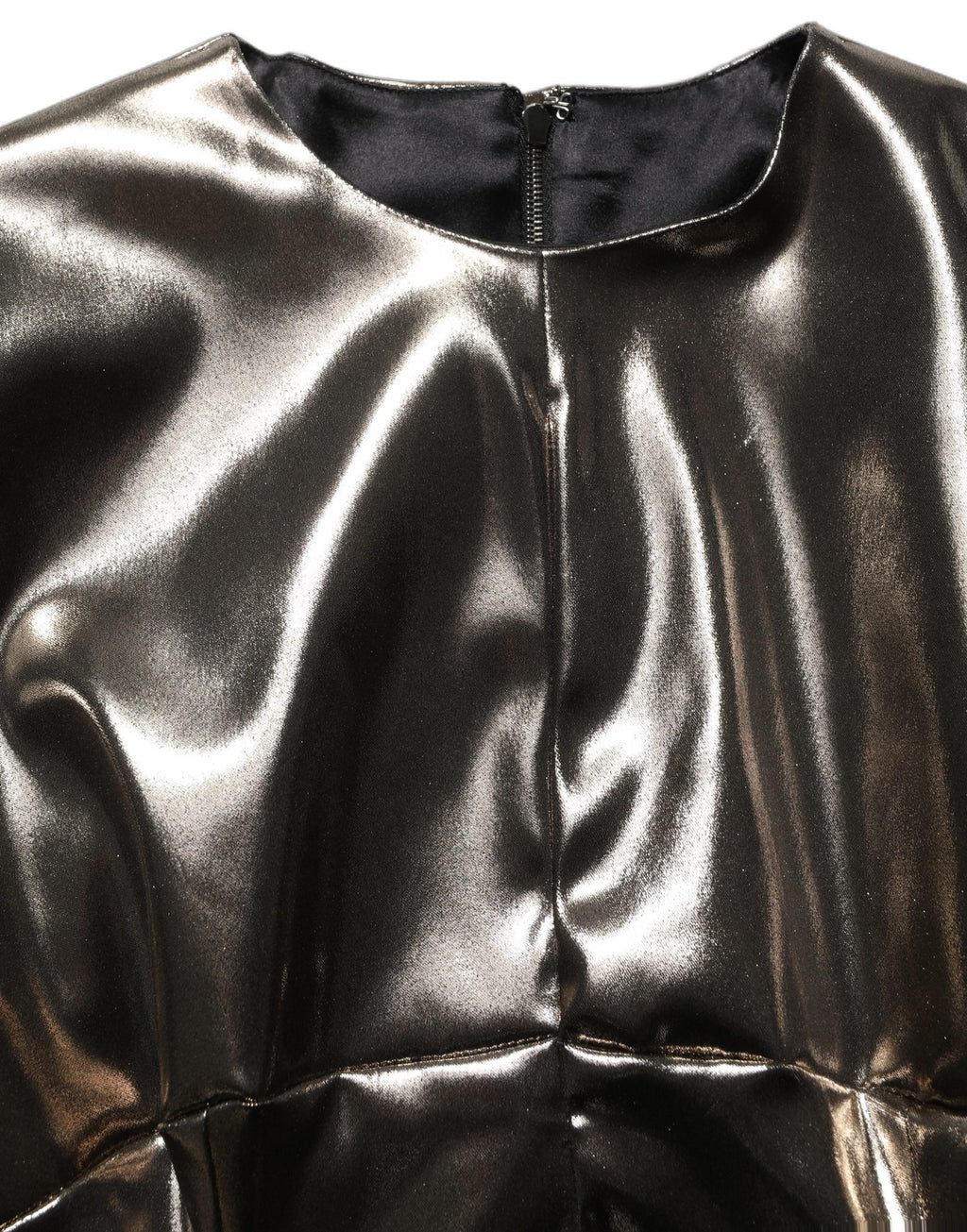 Metallic Gold Polyester LongSleeve Maxi Dress
