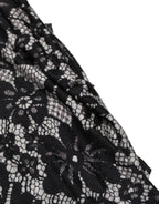 Black White Floral Lace Sleeveless Midi Dress