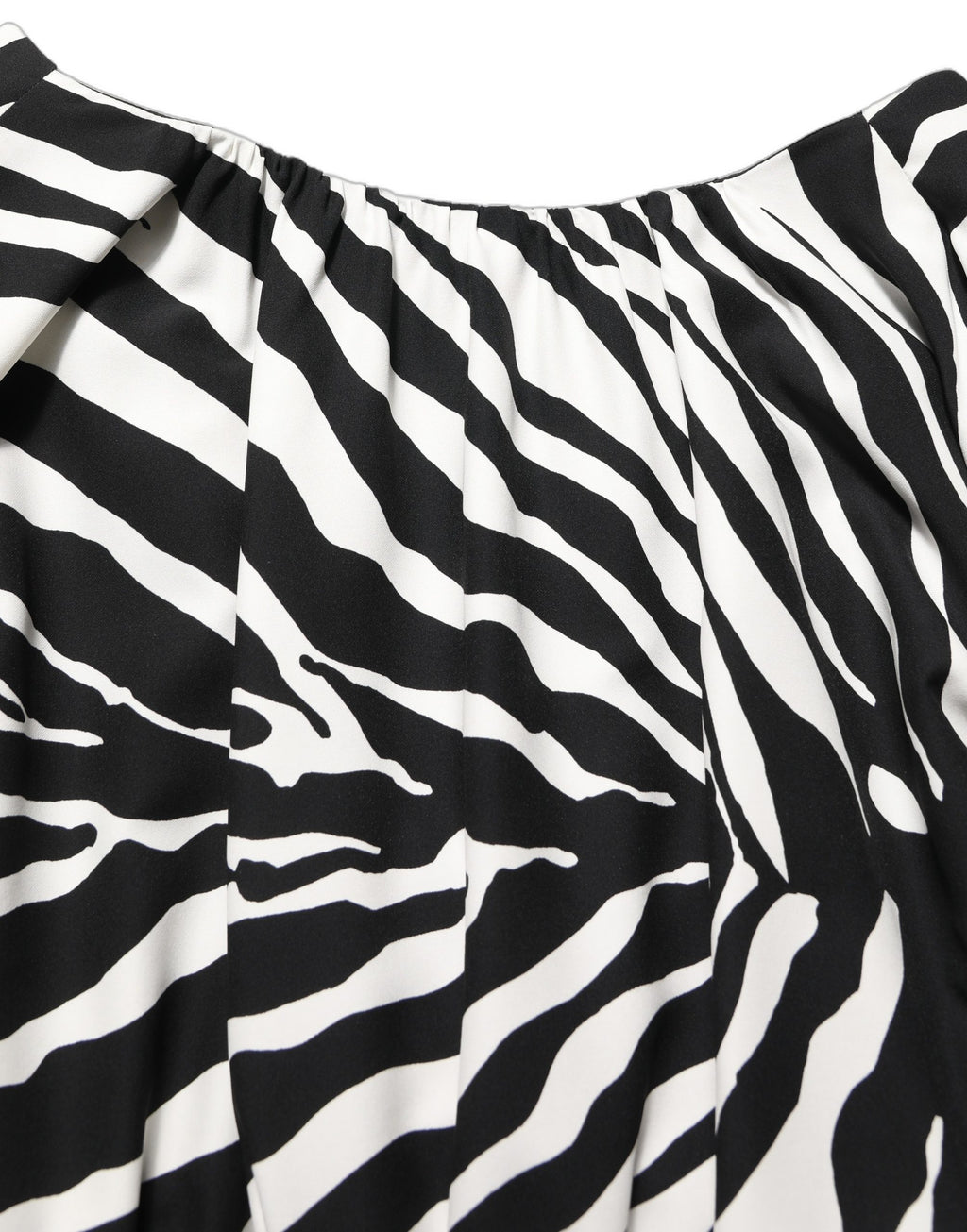 Black White Zebra Ruched Silk Mini Dress