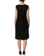 Black Floral Lace Sleeveless Shift Dress