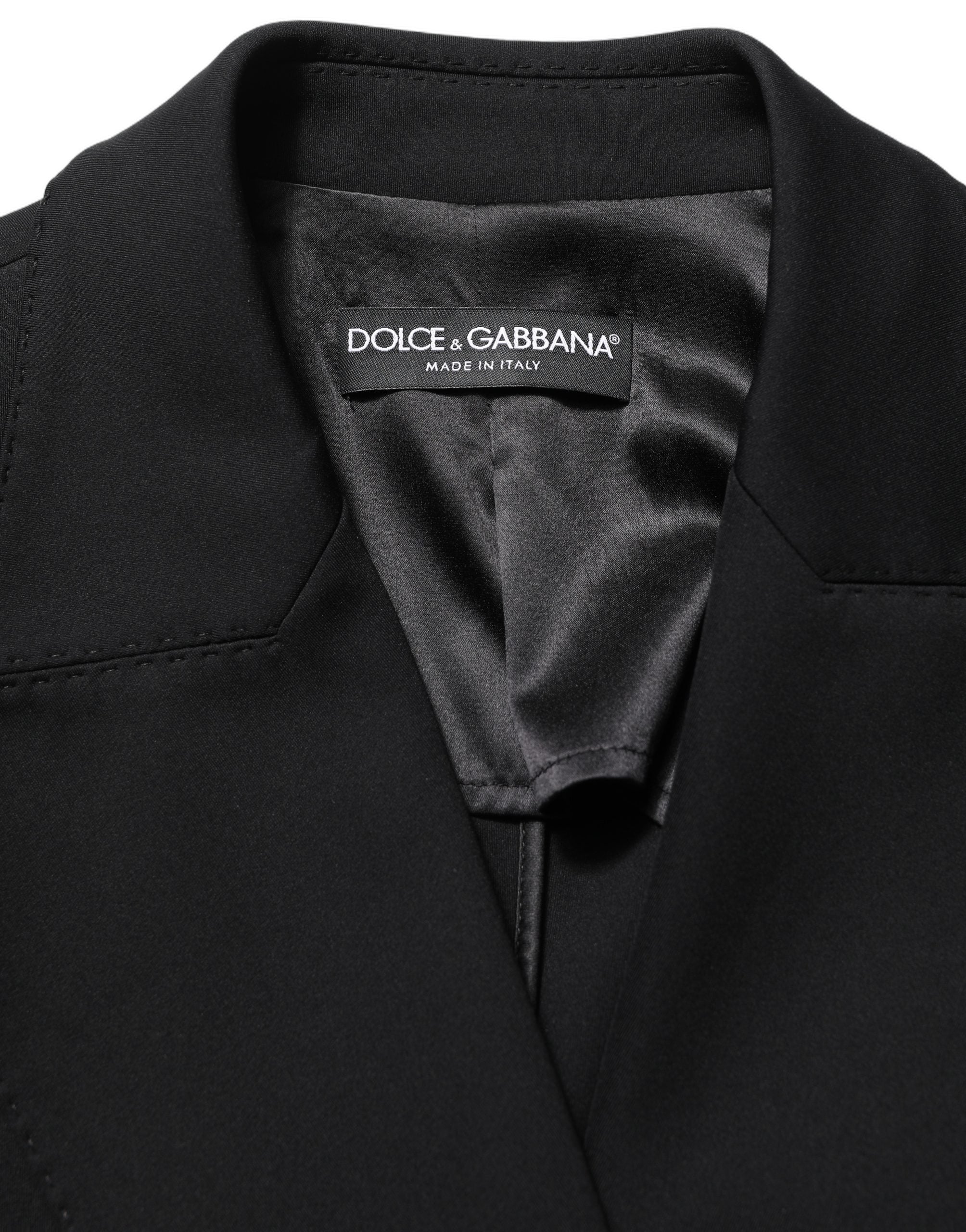 Black Double Breasted Crepe Blazer Jacket