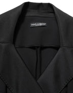 Black Nylon Double Breasted Coat Jacket