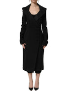 Black Nylon Double Breasted Coat Jacket