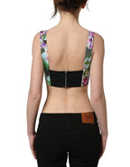 Multicolor Floral Cropped Bustier Tank Top
