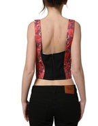 Multicolor Floral Cropped Bustier Tank Top