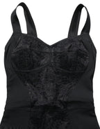 Black Floral Lace Corset Bodycon Bodysuit