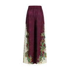 Purple Viscose Casual Pants