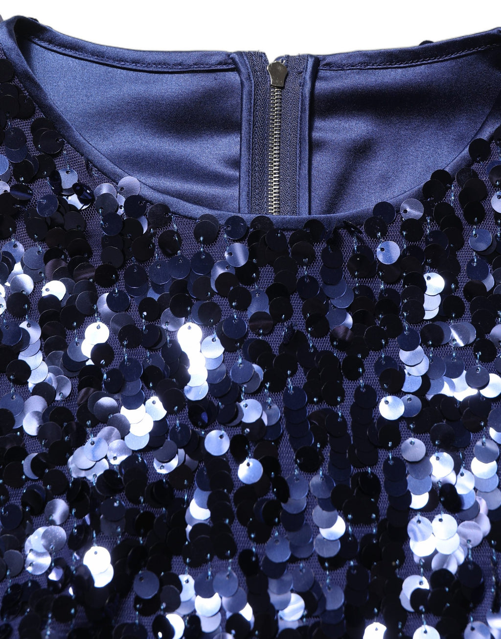 Blue Sequined Long Sleeves Crop Blouse Top