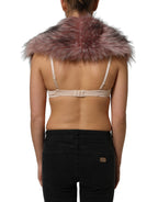 Pink Acrylic Faux Fur Knit Shrug Vest Top