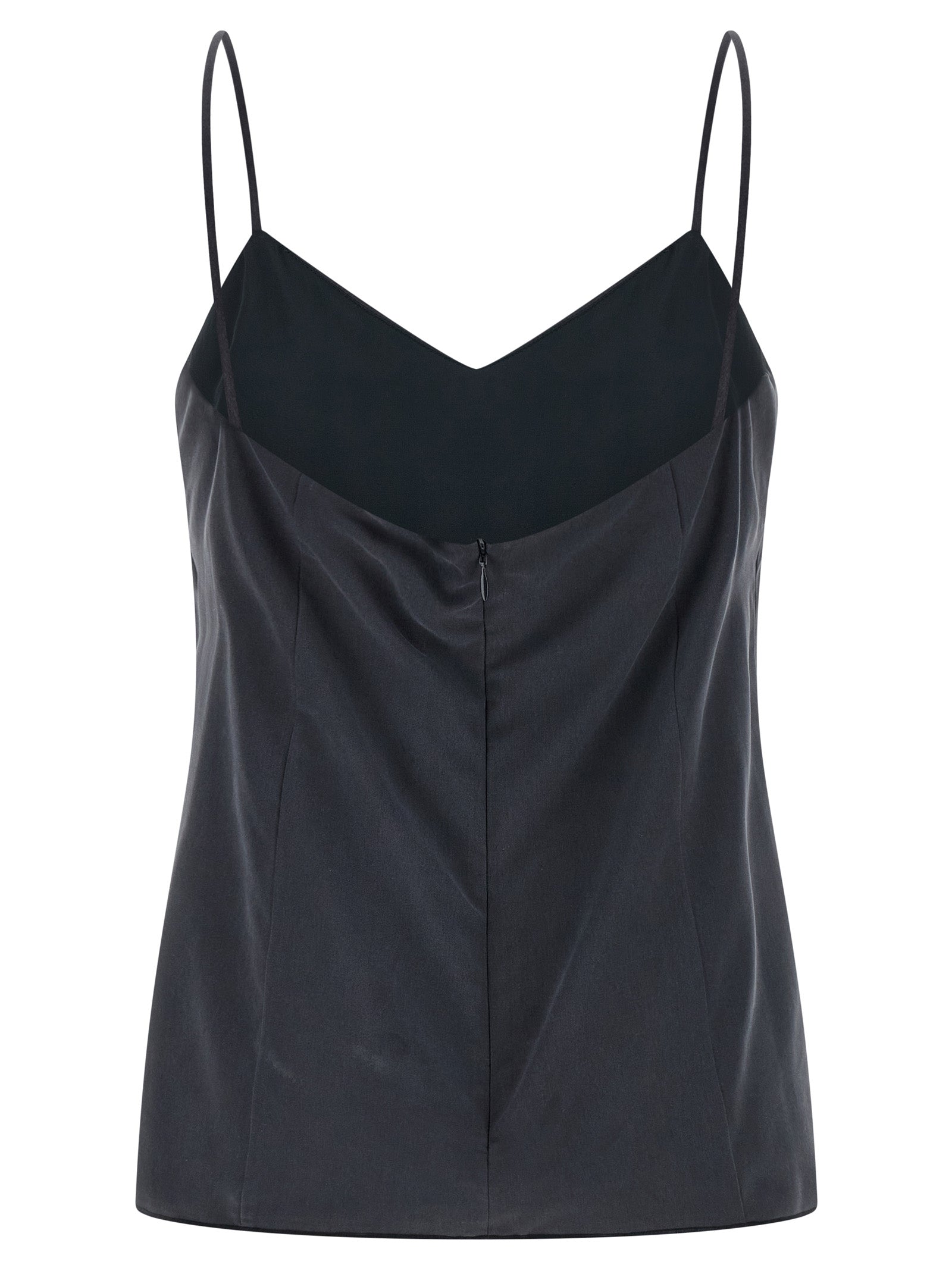 Gray Silk Sleeveles T-Shirt