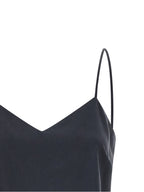 Gray Silk Sleeveles T-Shirt