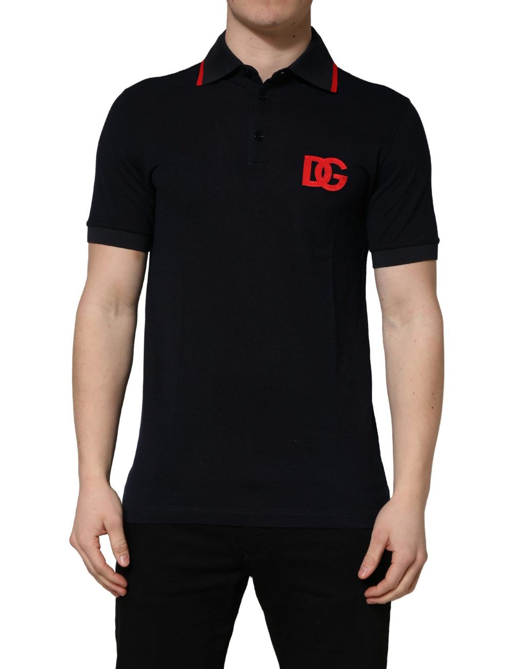 Black DG Logo Print Short Sleeve Polo T-shirt