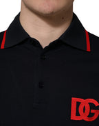 Black DG Logo Print Short Sleeve Polo T-shirt