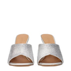 Gray Satin Stiletto Heel Sandals