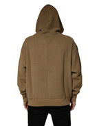Brown Cotton Logo Coin Hooded Pullover Sweater