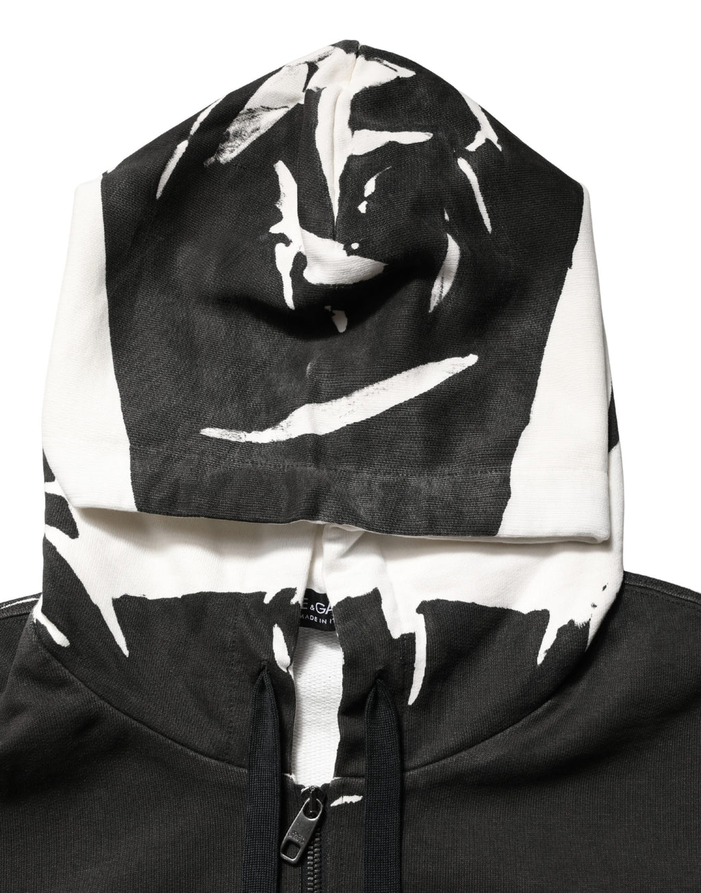 Black Cotton Logo Hooded Full Zip Sweater