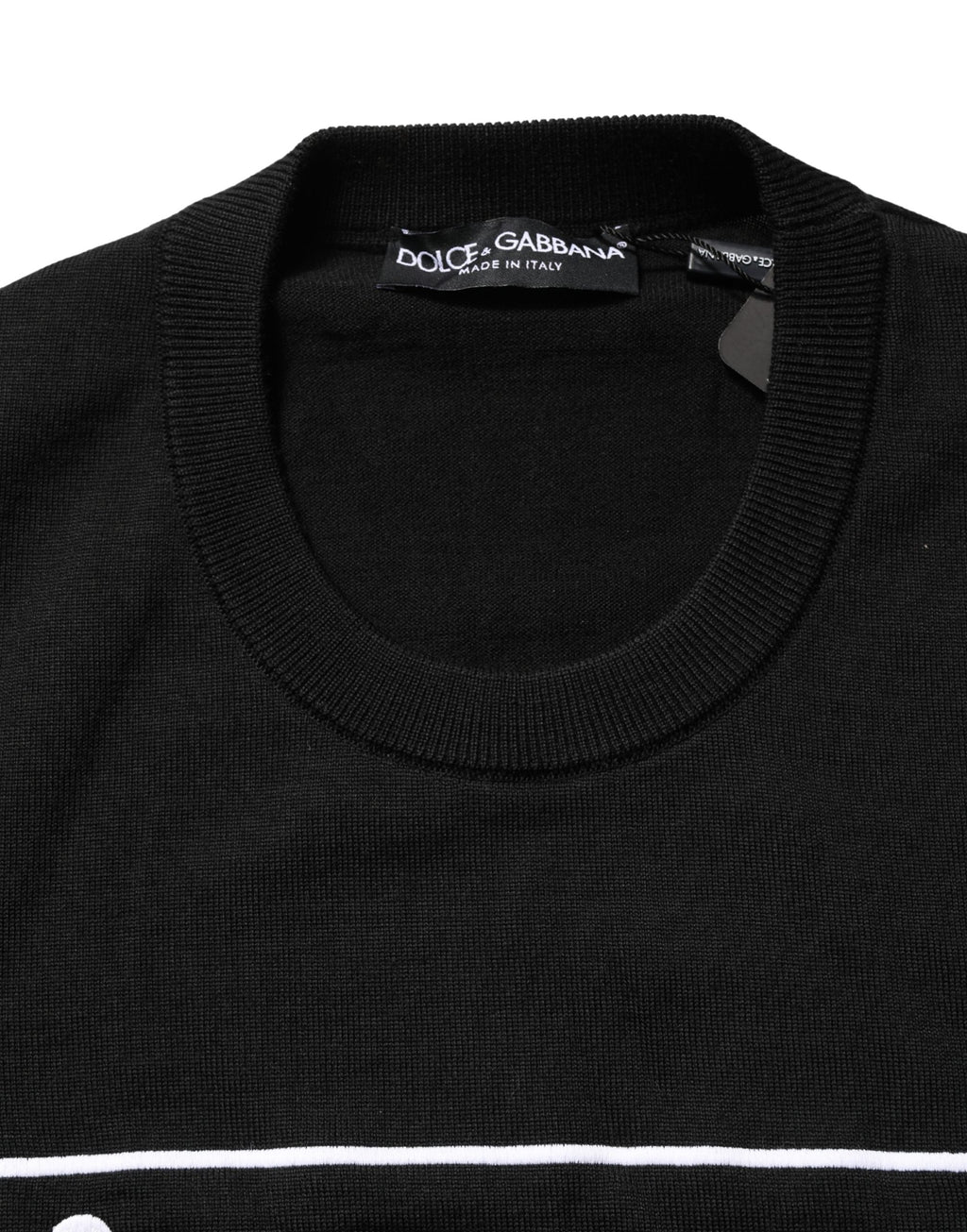 Black Graphic Logo Crew Neck Wool Pullover Sweater