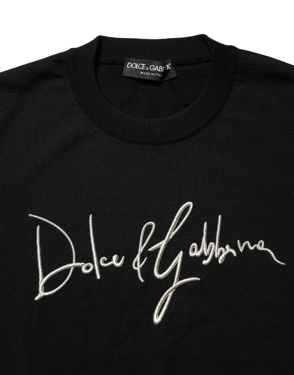 Black embroidered Logo Crew Neck Pullover Sweater