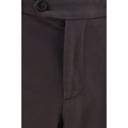 Brown Cotton Casual Pants