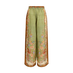 Multicolor Silk Casual Pants