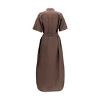 Brown Cotton Casual Dress