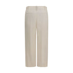 Beige Viscose Casual Pants