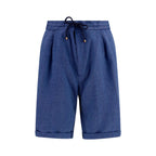 Blue Linen Bermuda Shorts