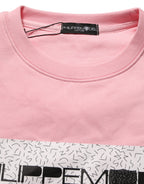 Pink Cotton Logo Long Sleeves Pullover Sweater