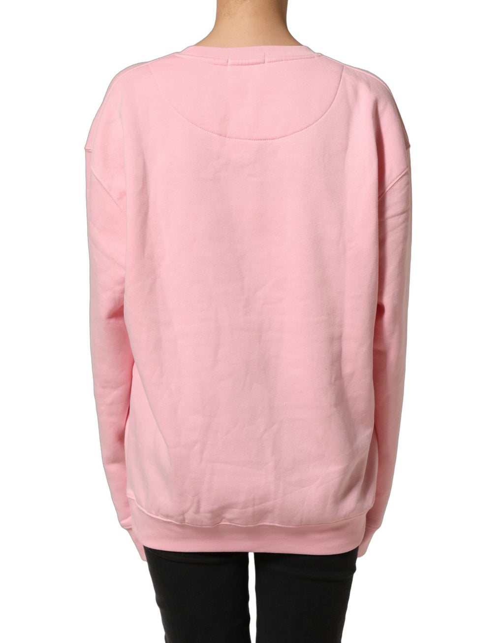 Pink Cotton Logo Long Sleeves Pullover Sweater