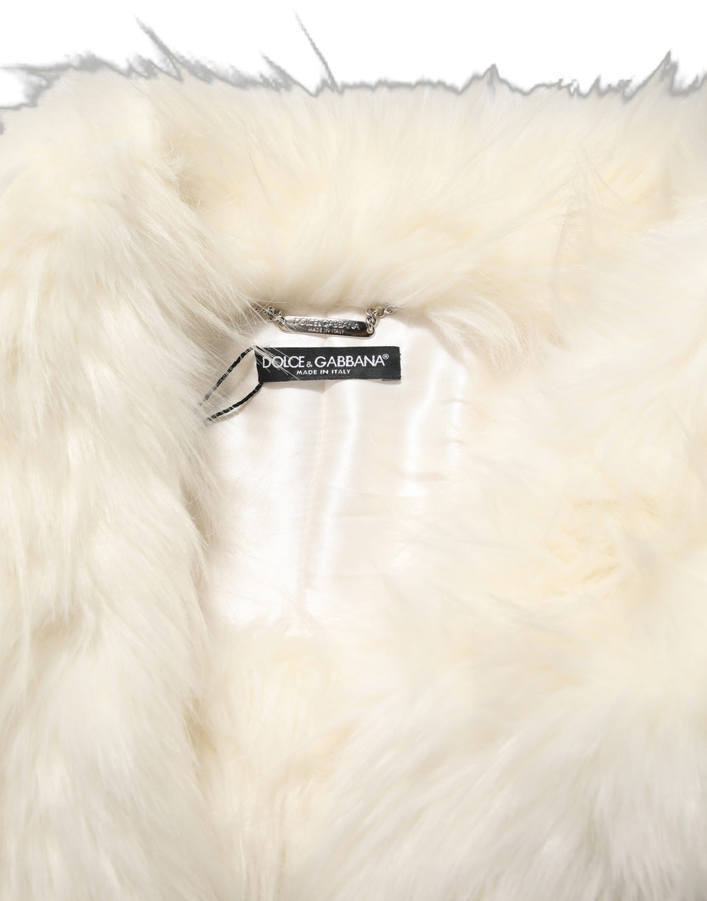 White Faux Fur Long Sleeves Coat Jacket