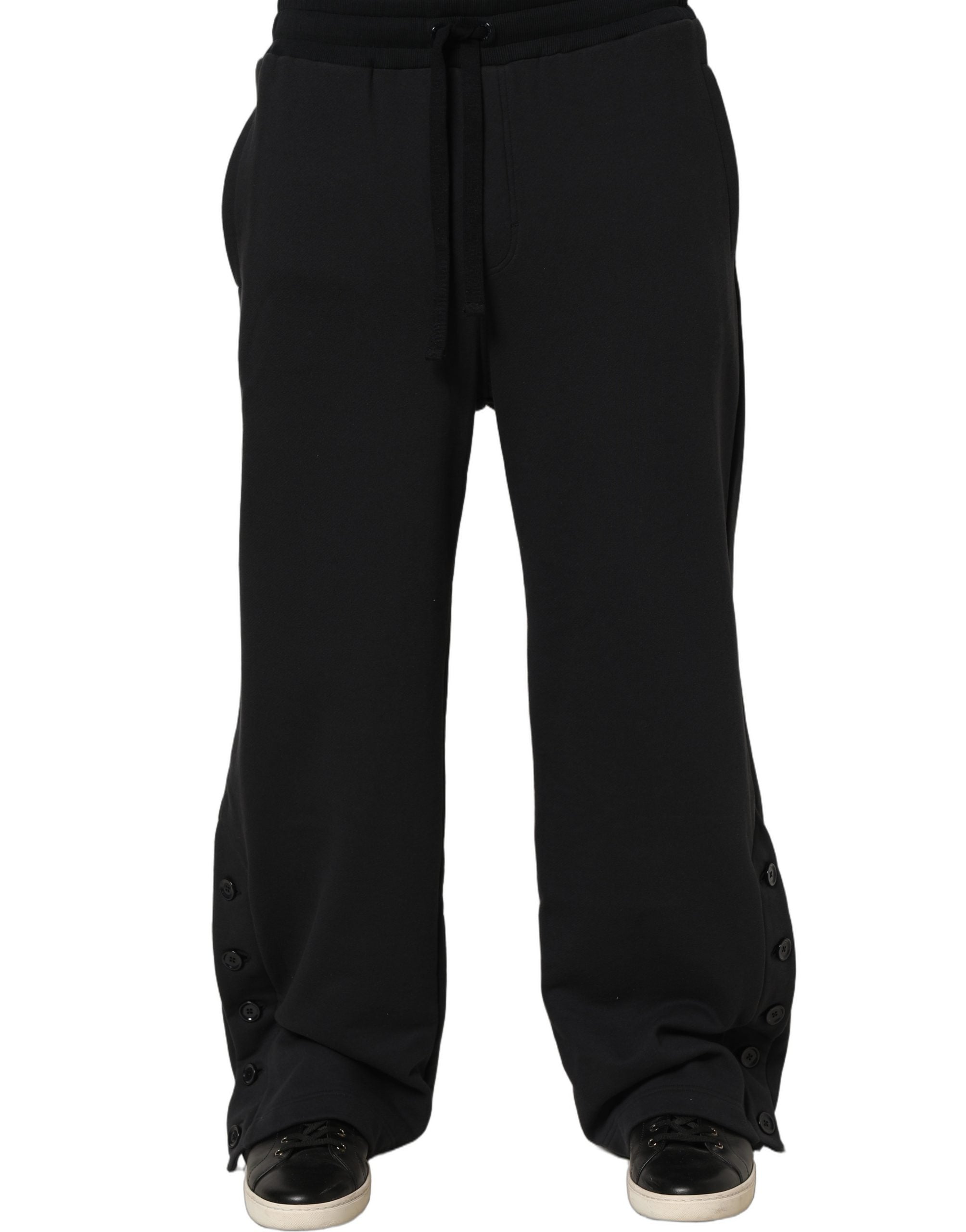 Black Drawstring Viscose Jogger Men Sweatpants Pants