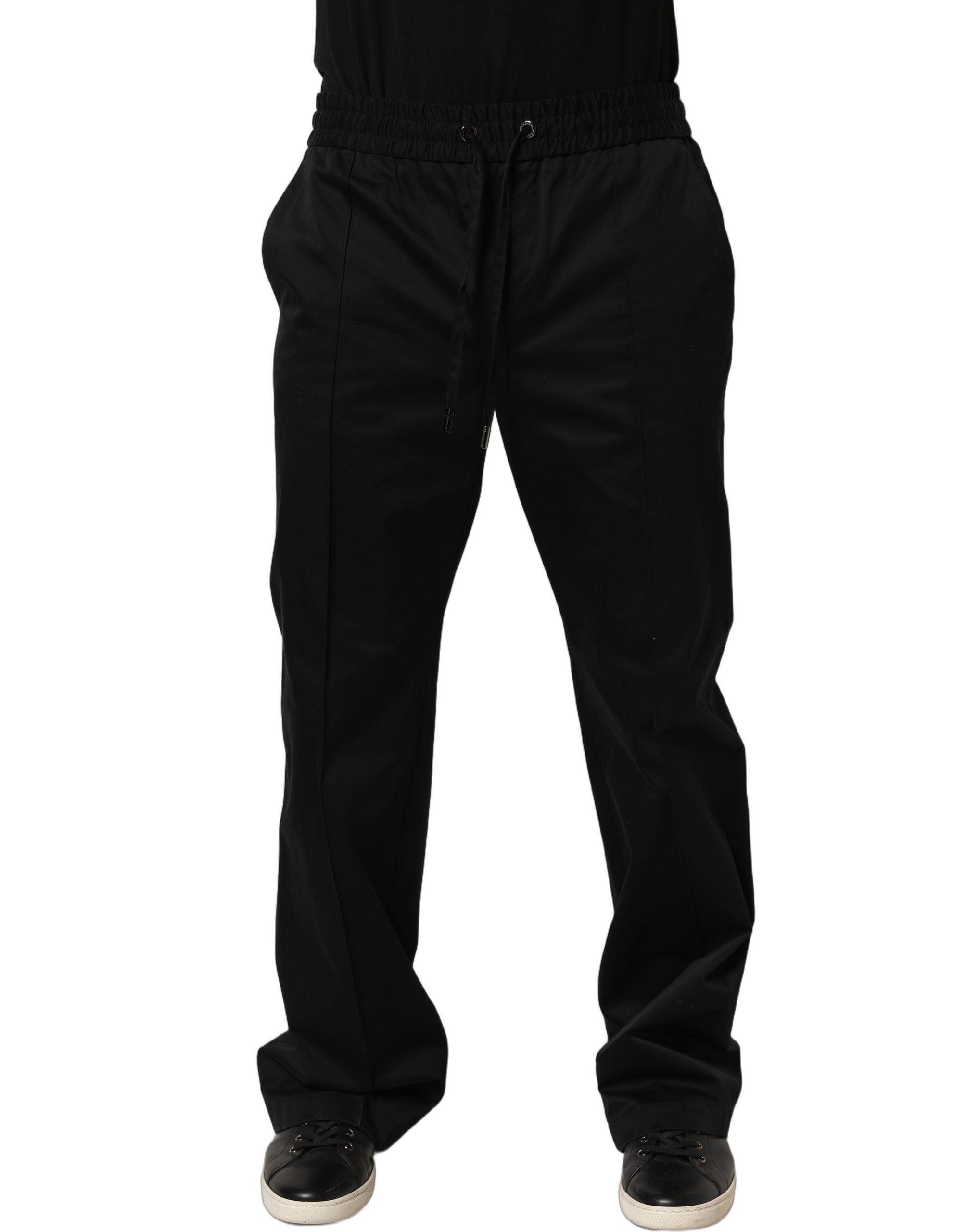 Black Drawstring Cotton Jogger Men Sweatpants Pants