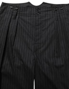 Black Pinstripe Wool Men Dress Trouser Pants