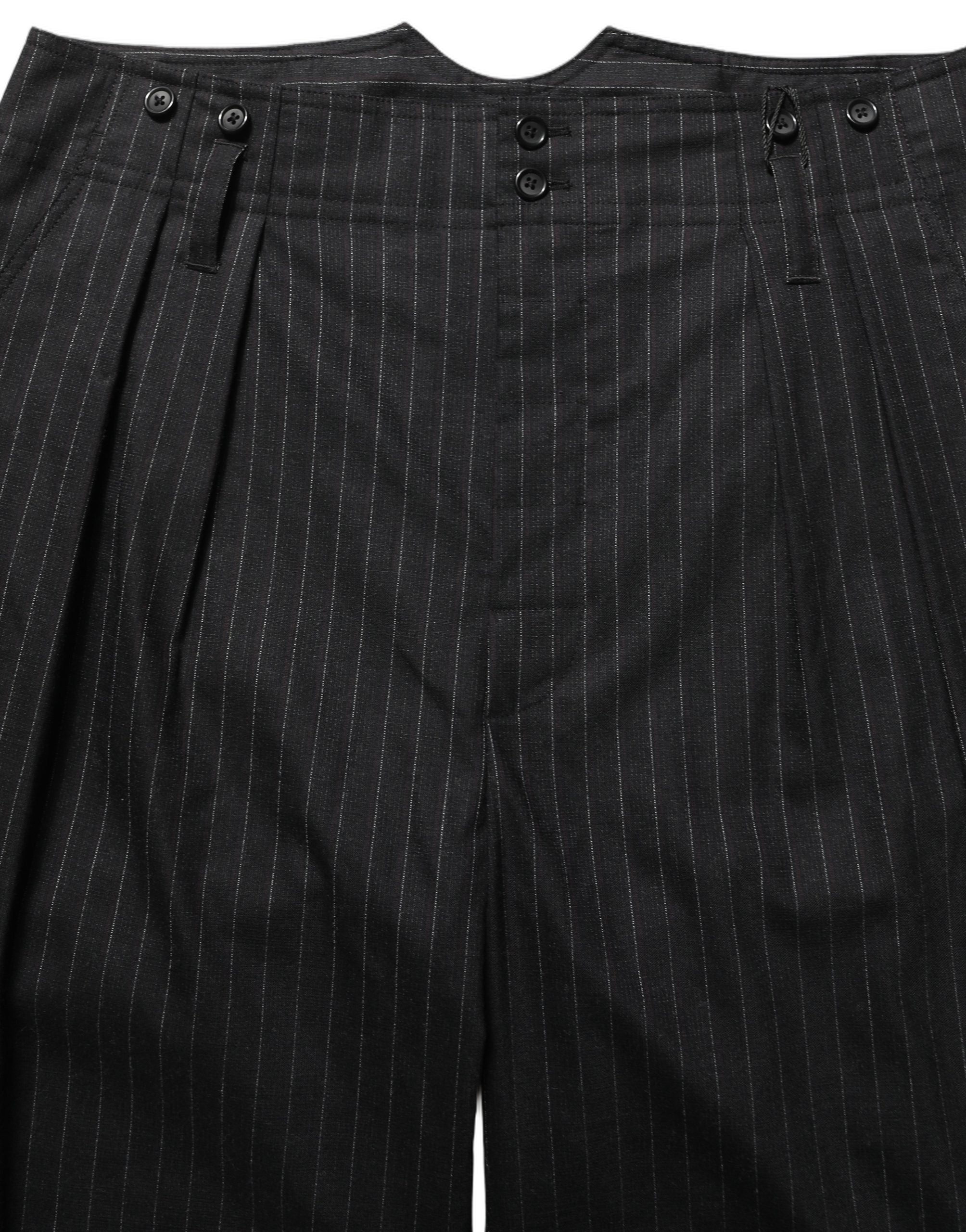 Black Pinstripe Wool Men Dress Trouser Pants