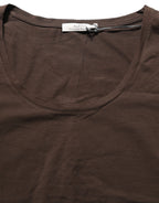 Brown Long Sleeves Round Neck Top
