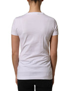 White DG Logo Embellished Round Neck T-shirt